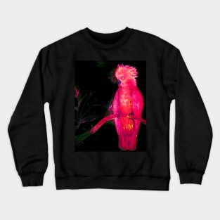 BRIGHT PINK TROPICAL COCKATOO PARROT ISLAND EXOTIC BIRD PALM POSTER PRINT Crewneck Sweatshirt